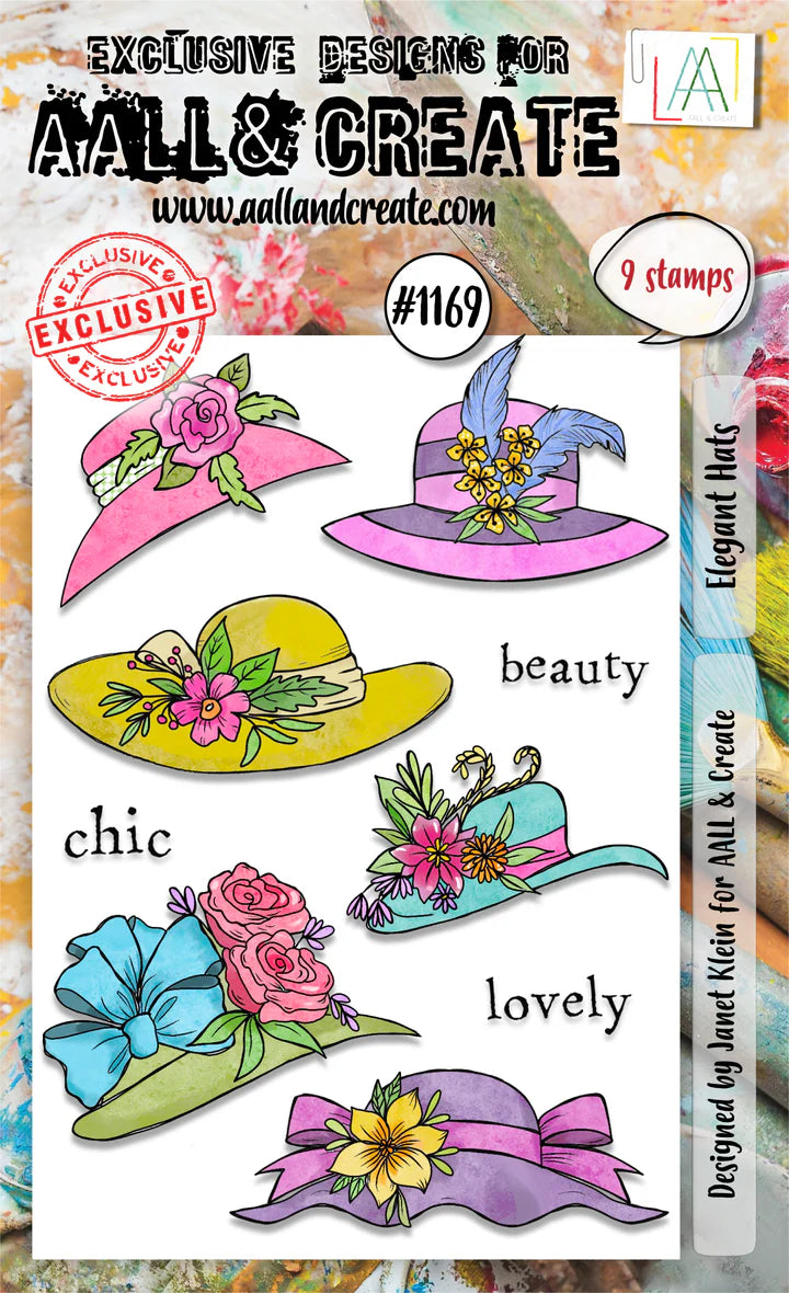 AALL & Create - A6 - Clear Stamps - 1169 - Elegant Hats - Janet Klein