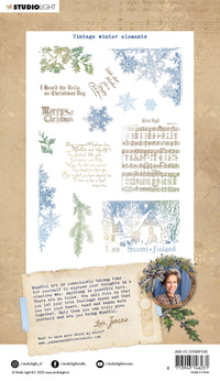 Studio Light - Clear Stamp Set - A5 - Jenine's Mindful Art - Vintage Christmas - Vintage Winter Elements