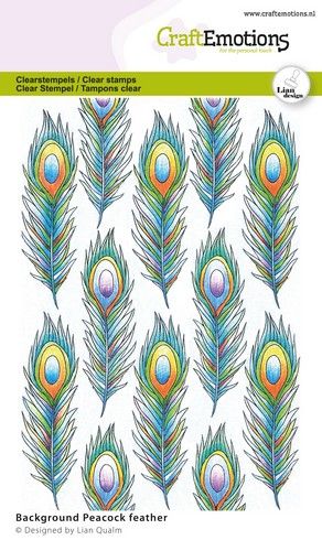 Craft Emotions - Clear Polymer Stamp Set - Background Peacock Feathers - Lian Qualm