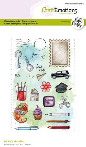 Craft Emotions - Clear Polymer Stamp Set - Basics Doodles