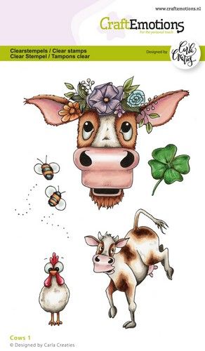 Craft Emotions - A6 - Clear Polymer Stamps - Carla Creaties - Cows 1