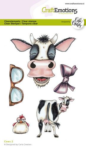 Craft Emotions - A6 - Clear Polymer Stamps - Carla Creaties - Cows 2