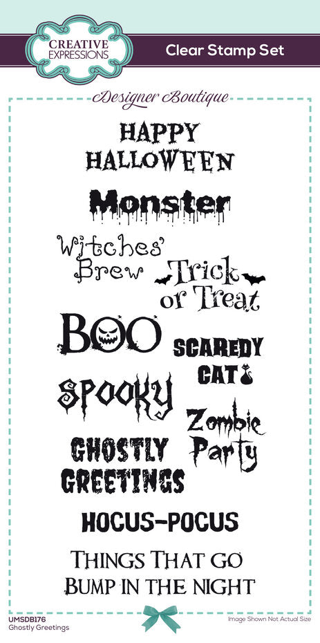 Creative Expressions - 4 x 8 - Clear Stamp Set - Designer Boutique - Ghostly Greetings