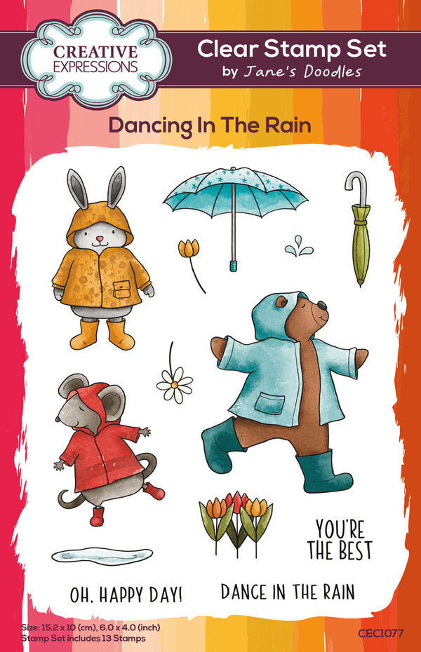 Creative Expressions - A6 - Clear Stamp Set - Jane's Doodles - Dancing in the Rain