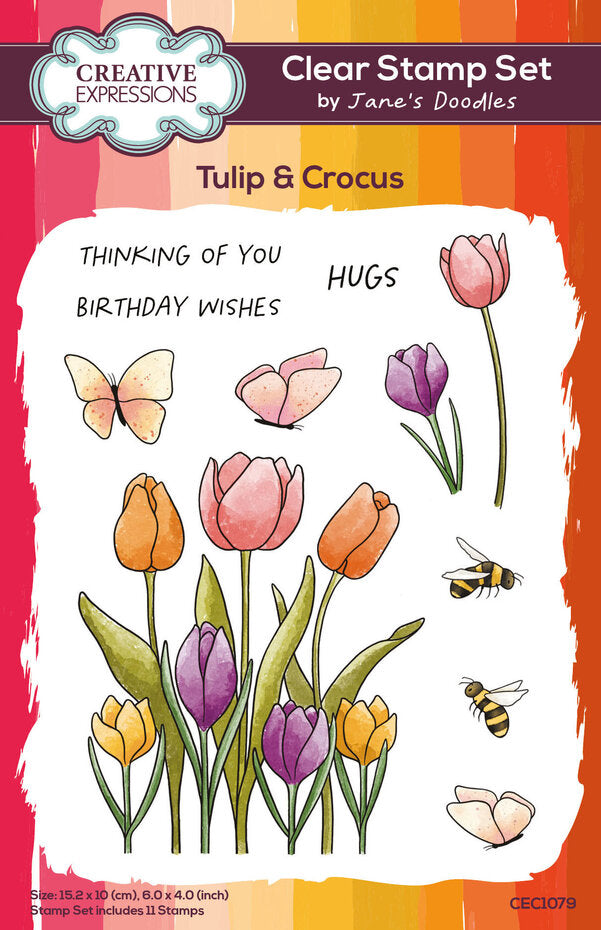 Creative Expressions - A6 - Clear Stamp Set - Jane's Doodles - Tulips & Crocus