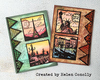 Darkroom Door - Collage Stamp - Travel Squares - Red Rubber Cling Stamps
