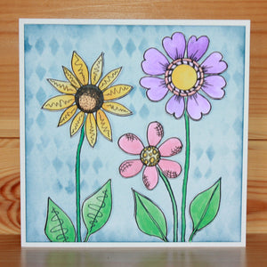 Hobby Art Stamps - Clear Polymer Stamp Set - A5 - Abstract Flowers (set 2)