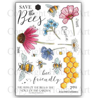 Hobby Art Stamps - Clear Polymer Stamp Set - A5 - Bee Friendly