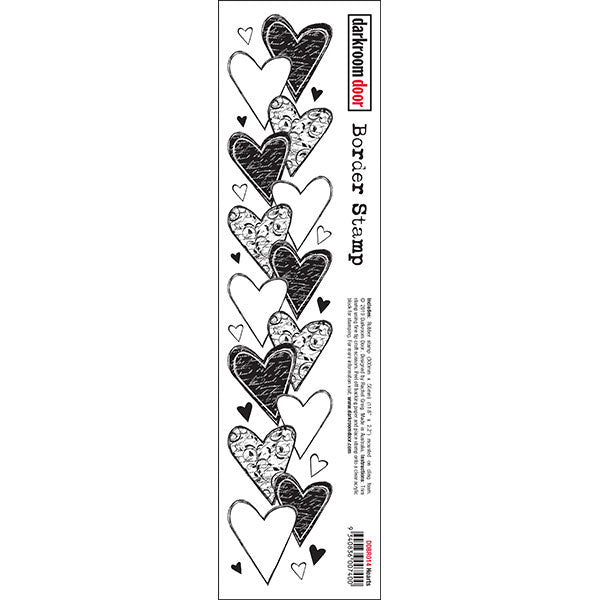Darkroom Door - Hearts - Border Stamp - Red Rubber Cling Stamp
