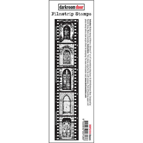 Darkroom Door - Filmstrip Stamp - Doors - Red Rubber Cling Stamp