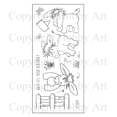 Hobby Art Stamps - Clear Polymer Stamp Set - Dudley The Donkey
