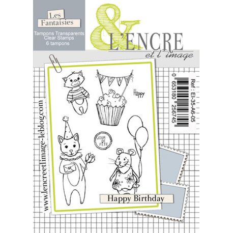 L'Encre et L'Image - A6 - Clear Stamp Set - Happy Birthday