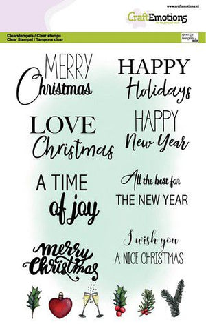 Craft Emotions - A5 - Clear Polymer Stamp Set - Christmas Card Text