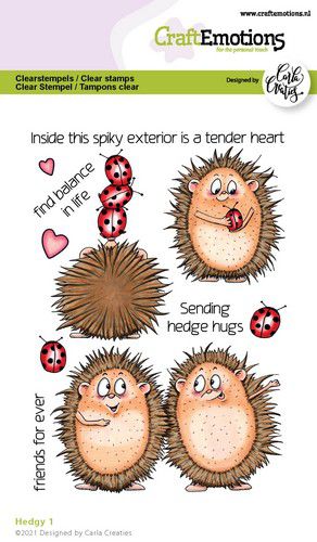 Craft Emotions - A6 - Clear Polymer Stamp Set - Hedgy 1 (discontinued)
