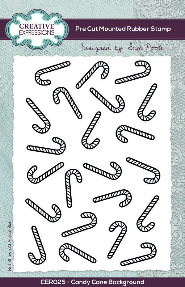 Creative Expressions - A6 - Rubber Stamp - Sam Poole - Candy Cane Background