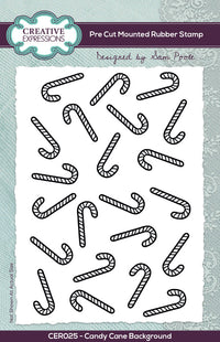 Creative Expressions - A6 - Rubber Stamp - Sam Poole - Candy Cane Background