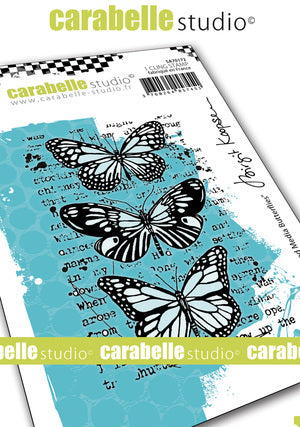 Carabelle Studio - Rubber Cling Stamp A7 - Mixed Media Butterflies - Birgit Koopsen