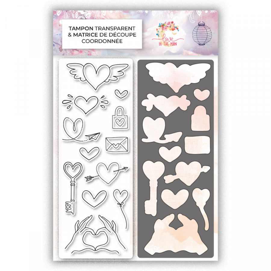 Love in the Moon - A6 - Clear Stamp & Coordinating Dies - Hearts