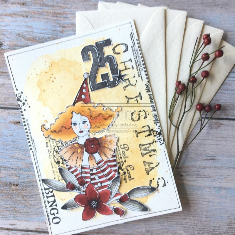 Chou & Flowers - White Rubber Stamps - Circus Girl (discontinued)