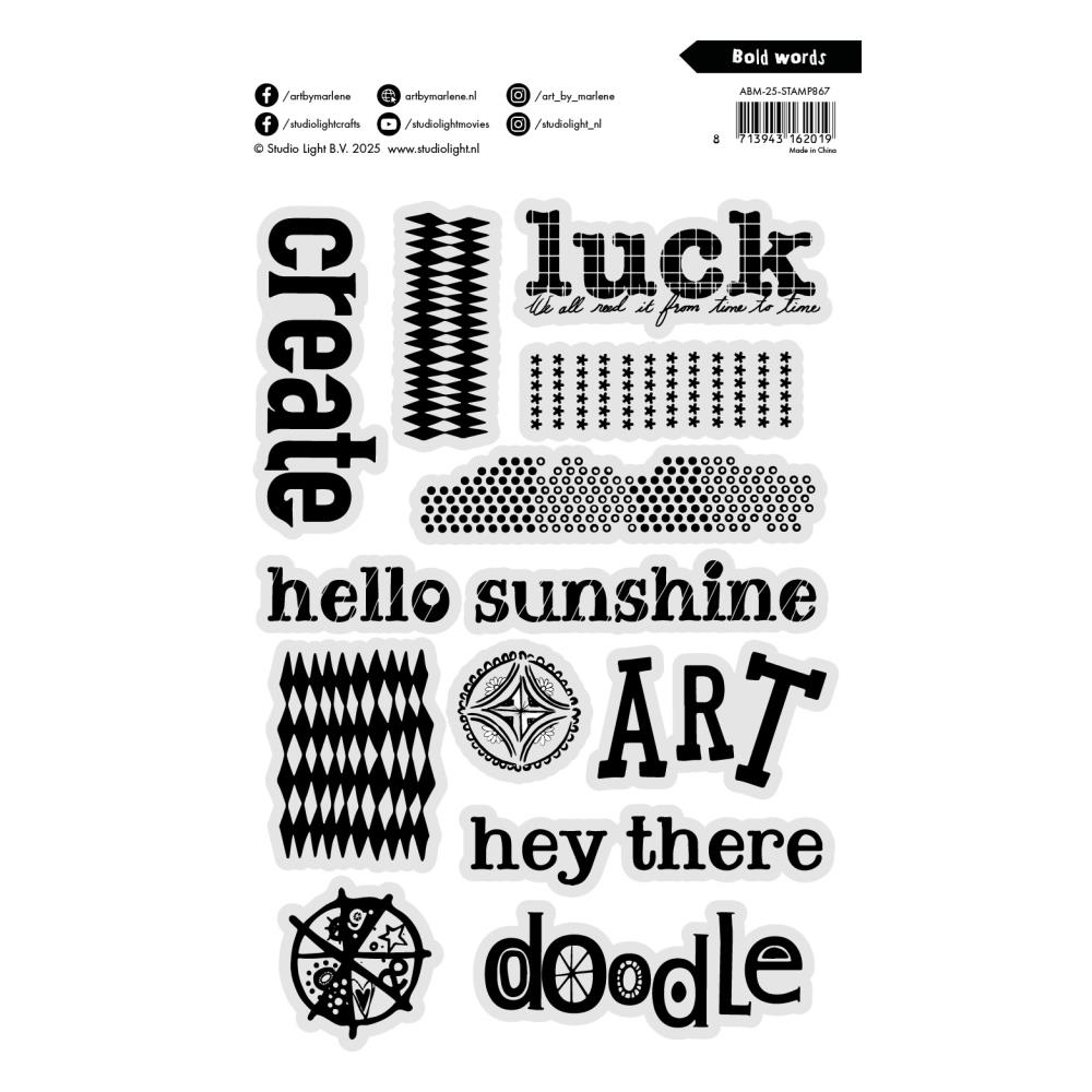 Studio Light - Art By Marlene - A5 - Clear Stamp Set - Bold Words