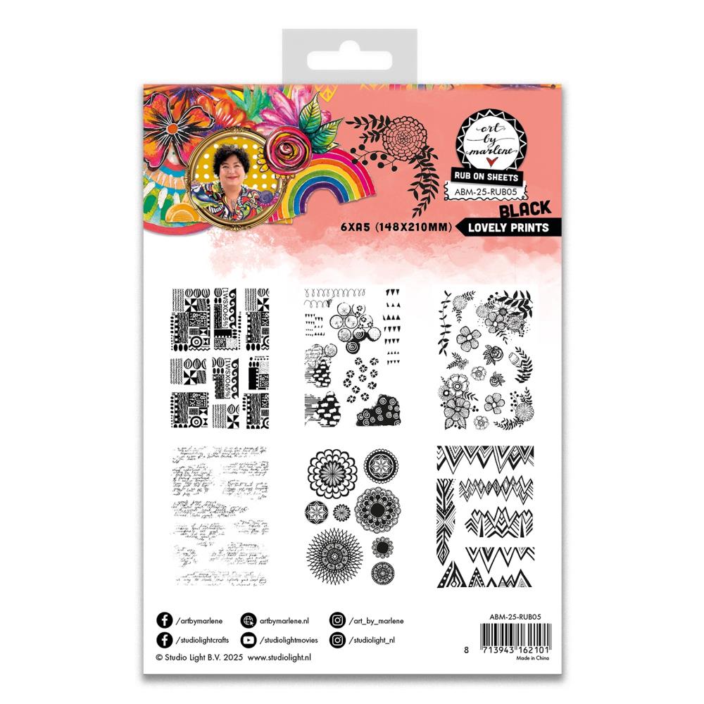 Studio Light - Art By Marlene - Rub ON Sheets - Black Lovely Prints - RUB05