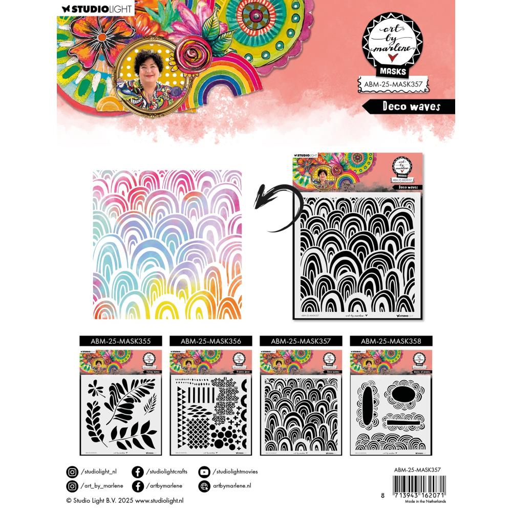 Studio Light - Art By Marlene - Stencil - Deco Waves - MASK357