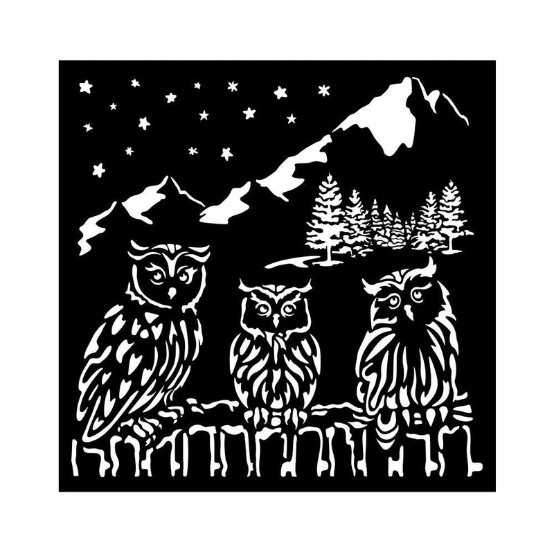 Stamperia - 7 x 7 - Thick Stencil - The Owl's House - Owls