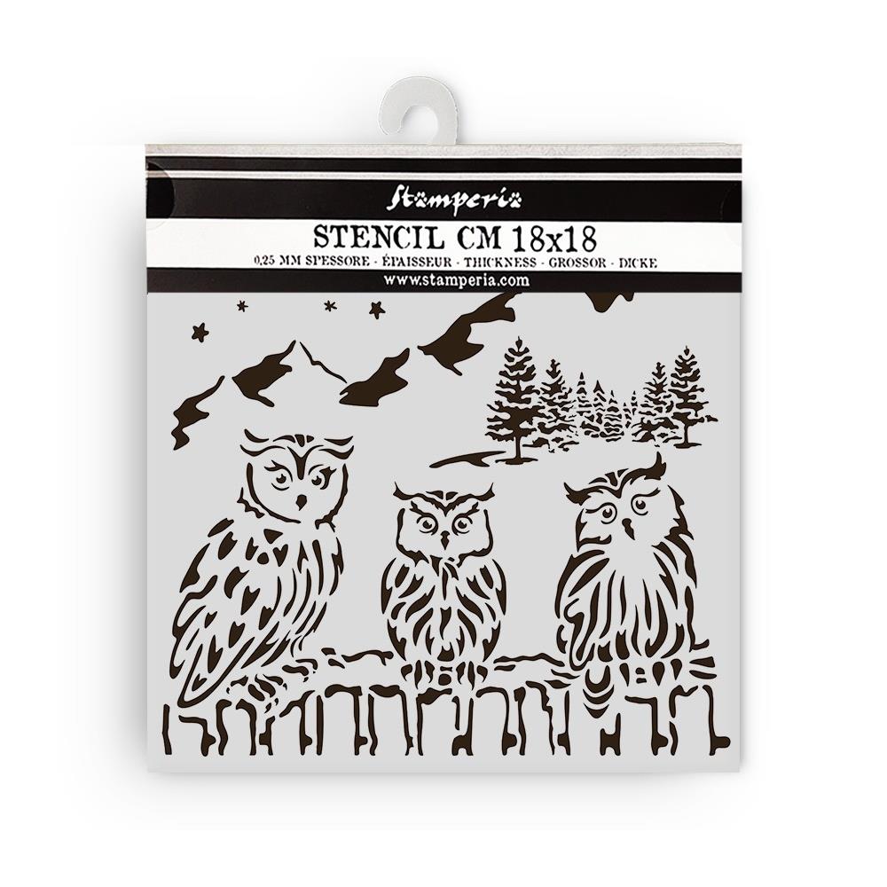 Stamperia - 7 x 7 - Thick Stencil - The Owl's House - Owls