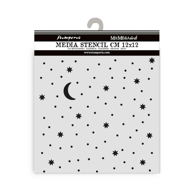 Stamperia - 4.5 x 4.5 - Thick Stencil - Alice in Christmas - Stars & Moon