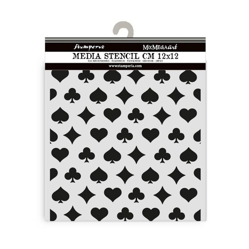 Stamperia - 4.5 x 4.5 - Thick Stencil - Alice in Christmas - Poker Playing Cards