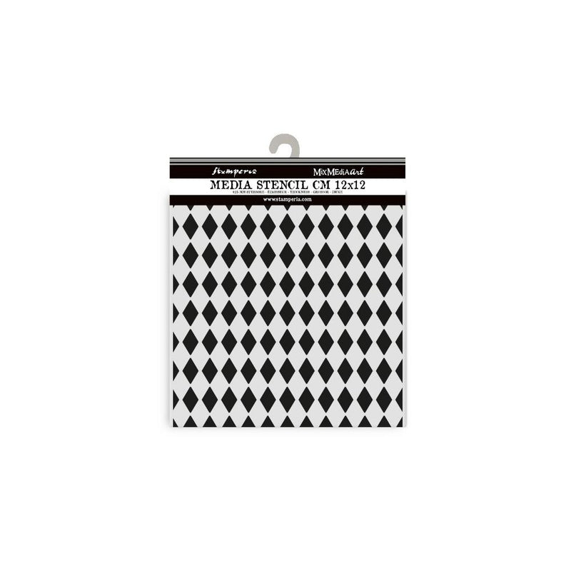 Stamperia - 4.5 x 4.5 - Thick Stencil - Alice in Christmas - Harlequin