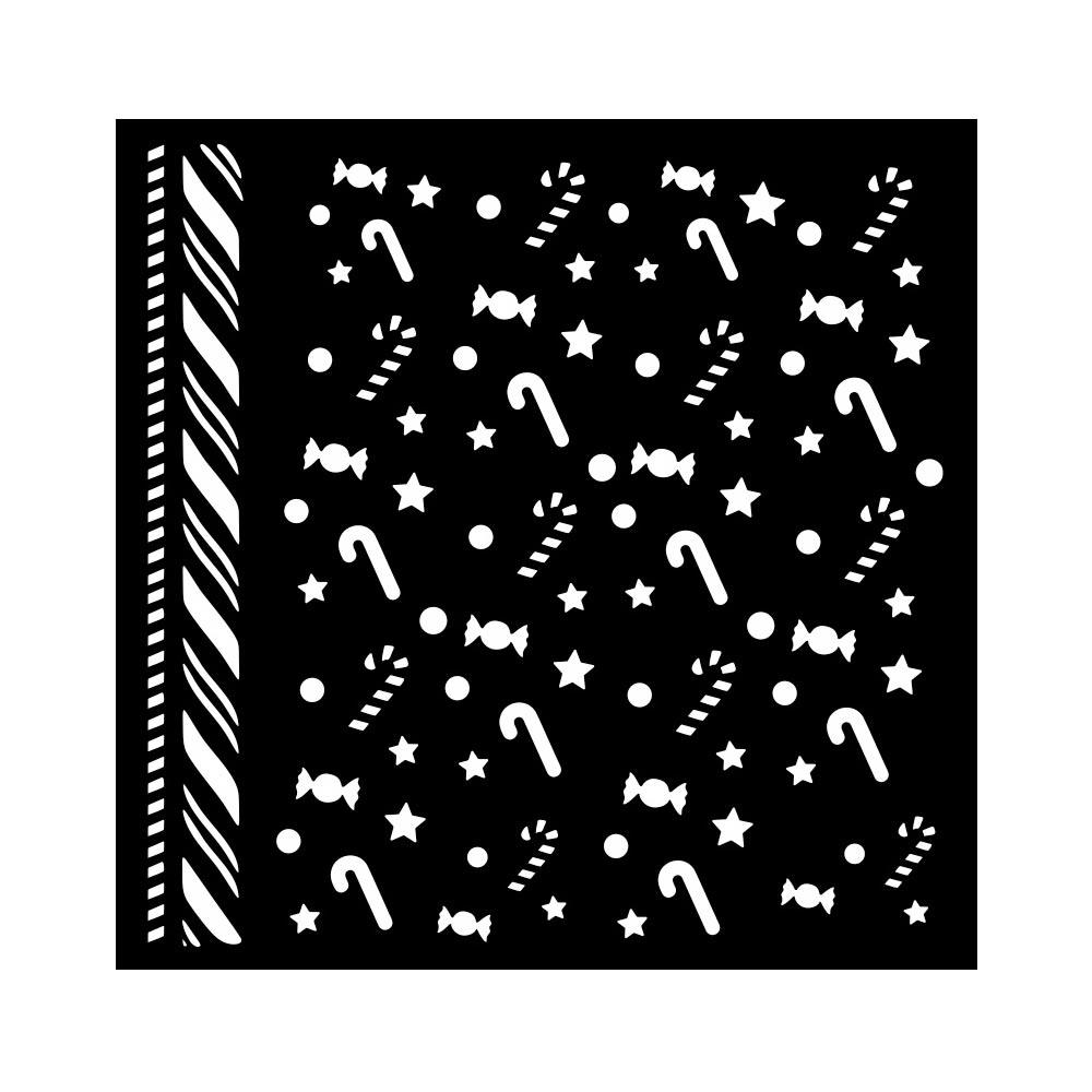 Stamperia - 7 x 7 - Thick Stencil - Candy Christmas - Candy Cane Pattern