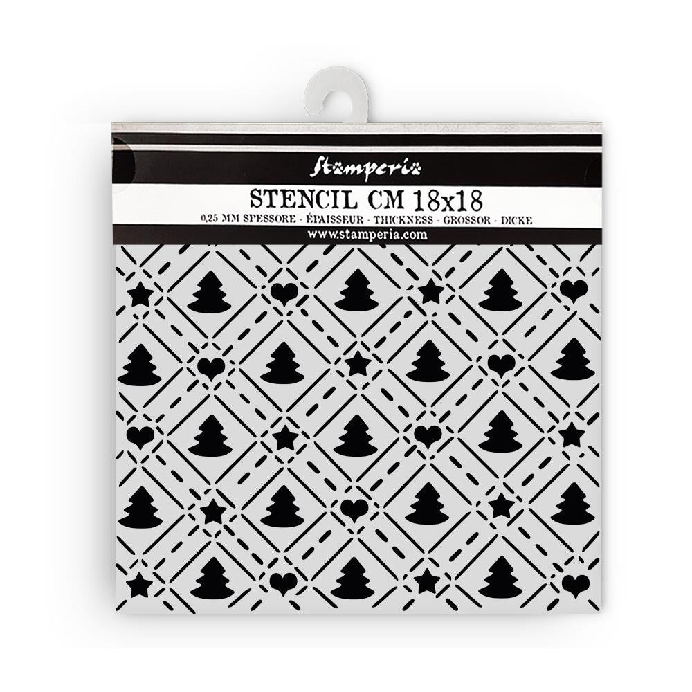 Stamperia - 7 x 7 - Thick Stencil - Candy Christmas - Tree Pattern