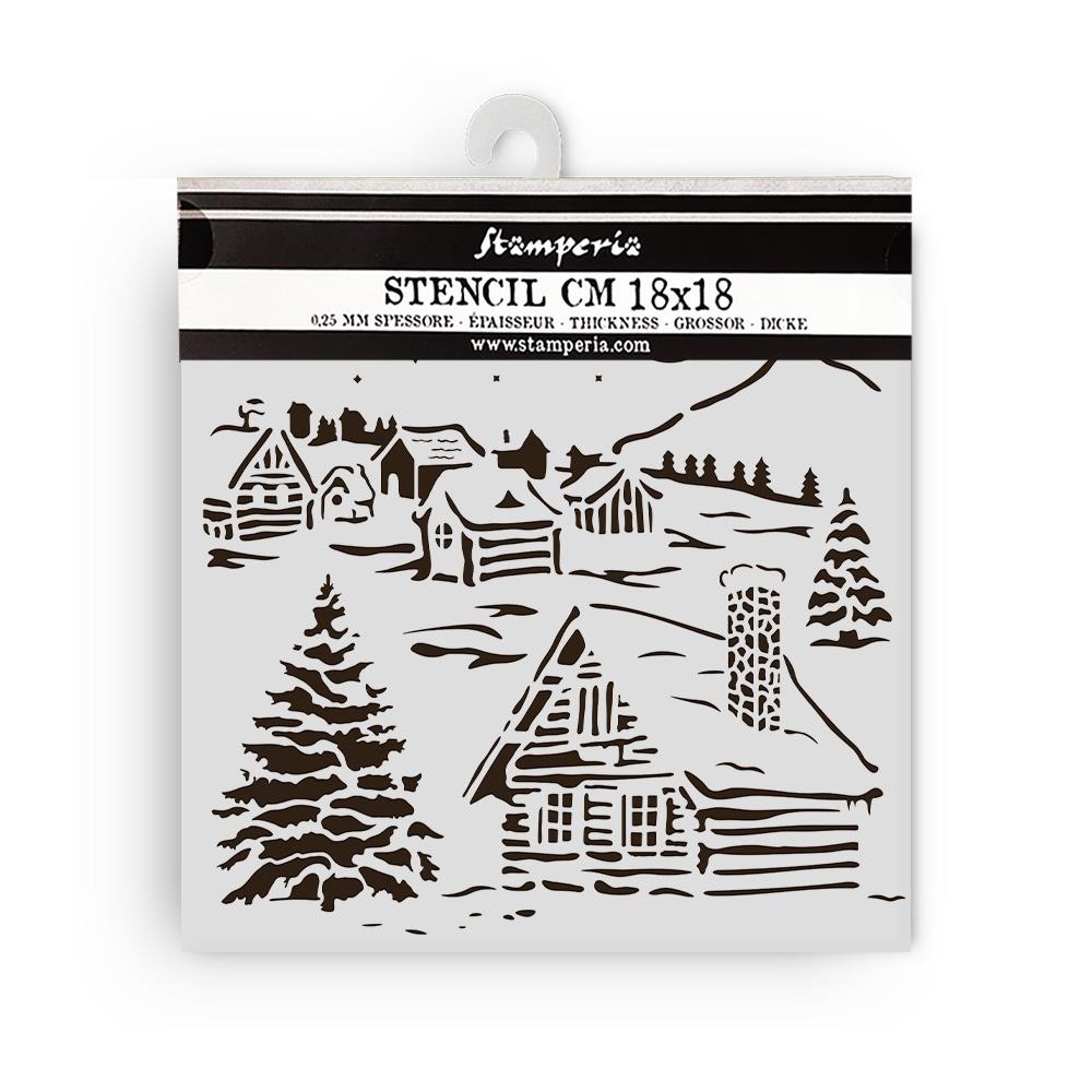 Stamperia - 7 x 7 - Thick Stencil - The Owl's House - Cottage