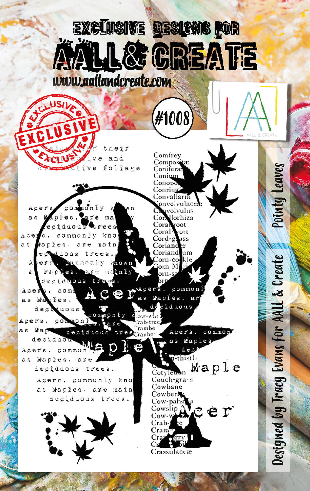 AALL & Create - A6 - Clear Stamps - 1008 - Tracy Evans - Pointy Leaves