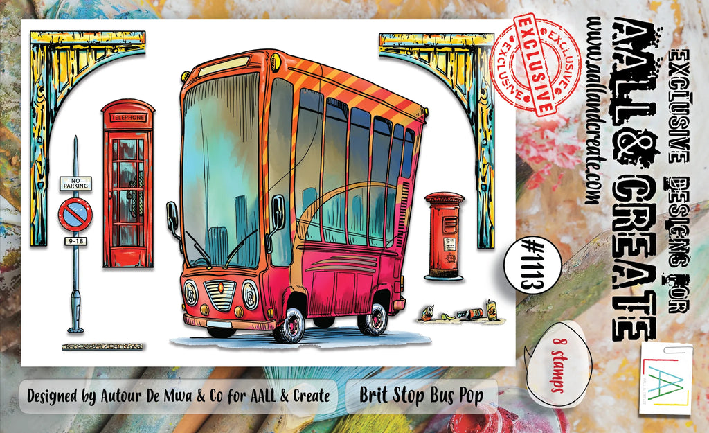 AALL & Create - A6 - Clear Stamps - 1113 - Author De Mwa - Brit Stop Bus Pop