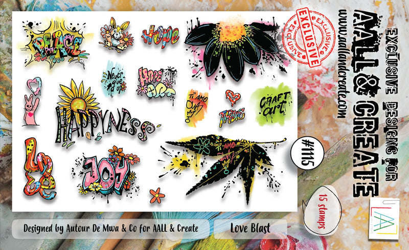 AALL & Create - A6 - Clear Stamps - 1115 - Author De Mwa - Love Blast