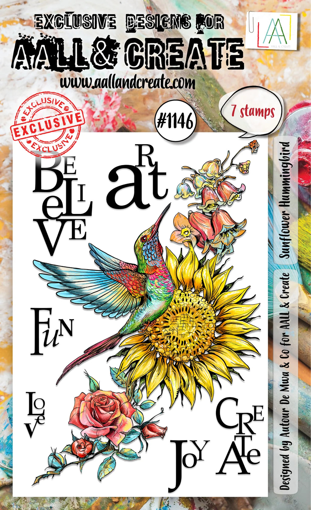 AALL & Create - A6 - Clear Stamps - 1146 - Autour De Mwa - Sunflower Hummingbird