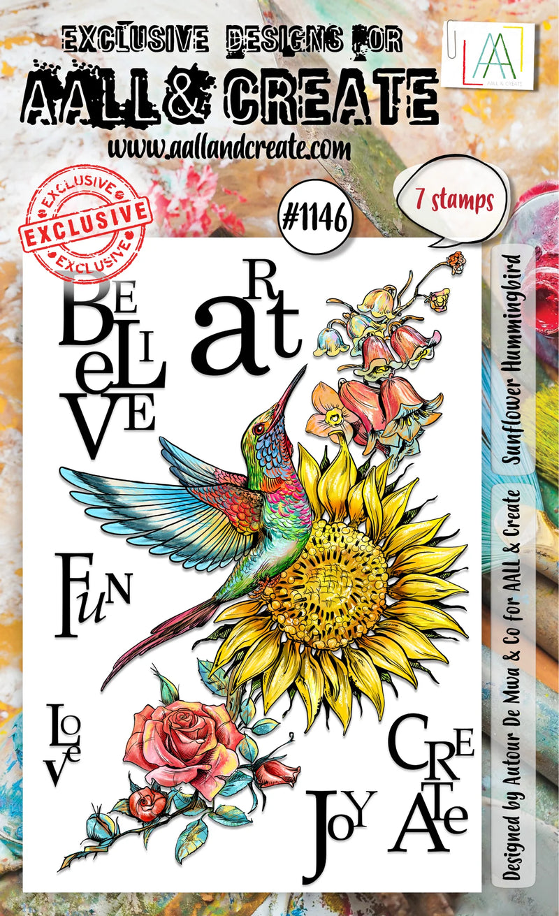 AALL & Create - A6 - Clear Stamps - 1146 - Autour De Mwa - Sunflower Hummingbird
