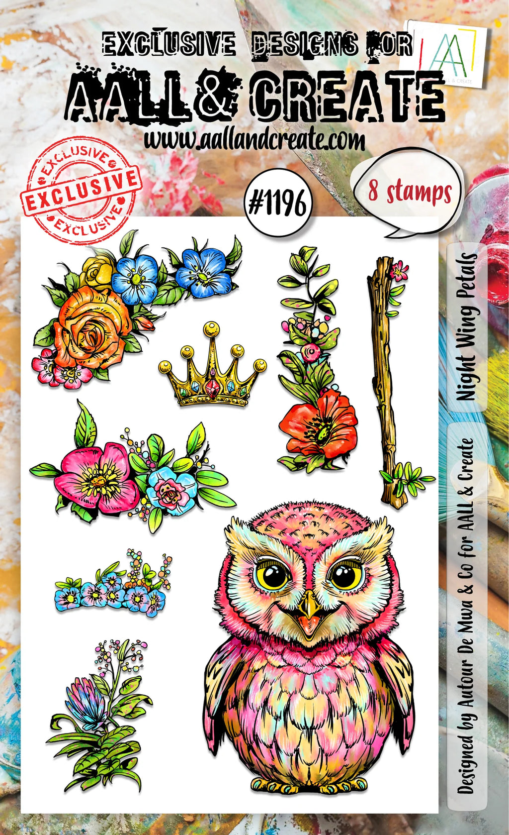 AALL & Create - A6 - Clear Stamps - 1196 - Author De Mwa - Night Wing Petals