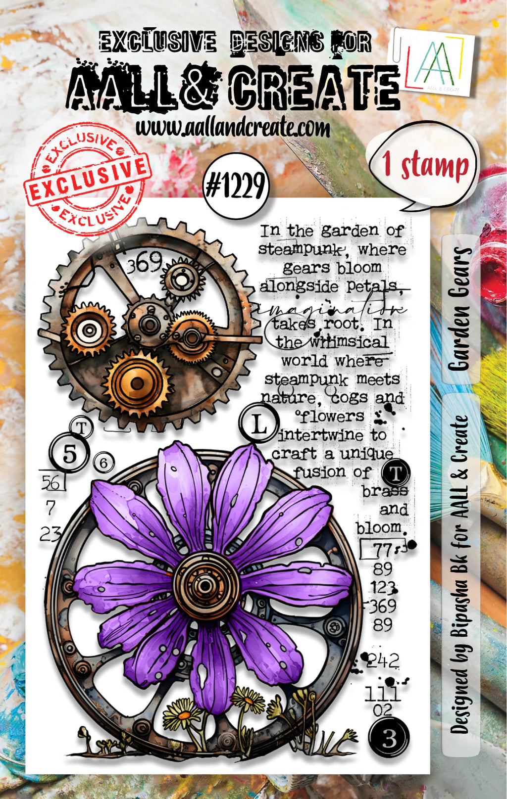 AALL & Create - A7 - Clear Stamps - 1229 - Bipasha BK - Garden Gears