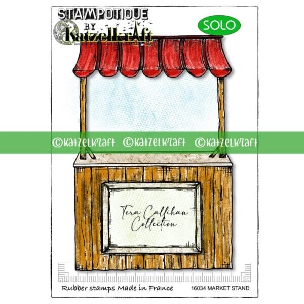 Stampotique by Katzelkraft - STP16034 - Unmounted Red Rubber Stamp - Market Stand