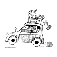 Crafty Individuals - Unmounted Rubber Stamp - 630 - Arthur the Dog Christmas Car