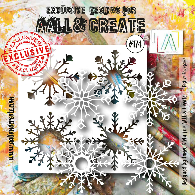AALL & Create - Stencil - 6x6 - 174 - Janet Klein - Festive Foursome