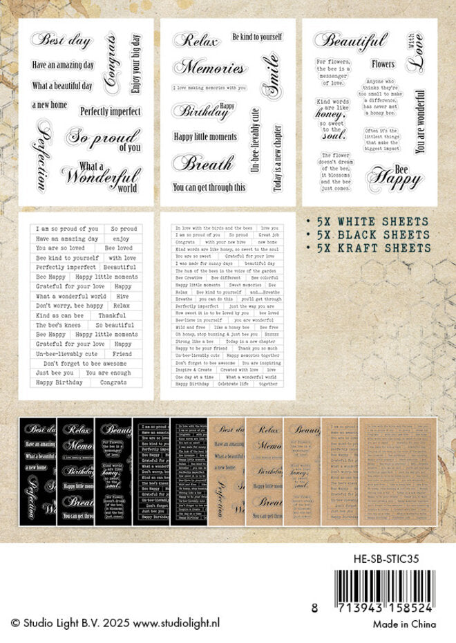 Studio Light - Sticker Pad - Hazel Eaton - Sweet Bee Memories