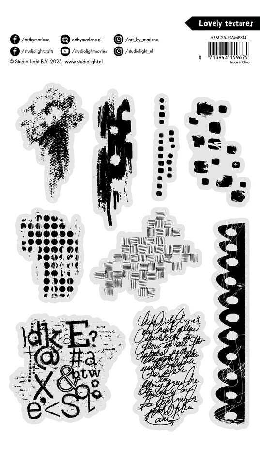 Studio Light - Art By Marlene - A5 - Clear Stamp Set - Lovely Textures