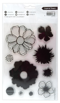 Studio Light - Art By Marlene - A5 - Clear Stamp Set - Layered Flowers