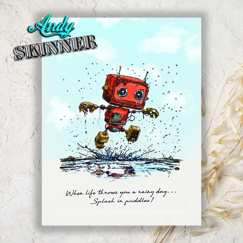 Creative Expressions - Rubber Cling Stamp - Andy Skinner - Bot-ology Rainy Day