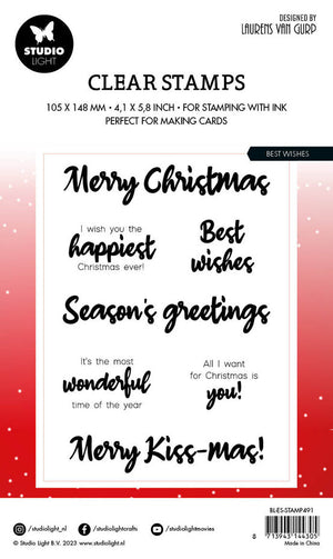 Studio Light - A6 - Clear Stamp Set - Christmas Best Wishes - Laurens Van Gurp