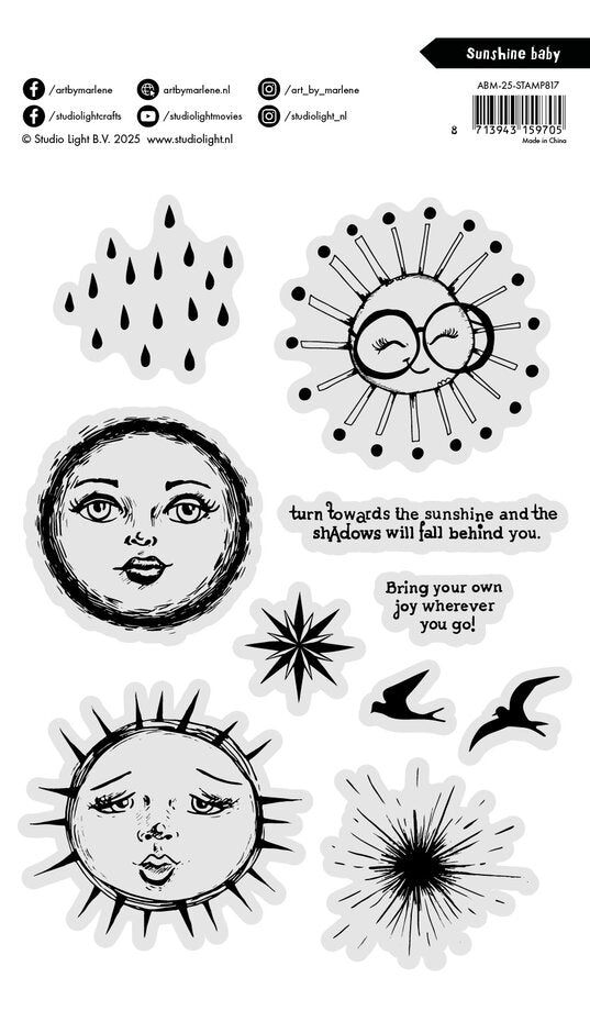 Studio Light - Art By Marlene - A5 - Clear Stamp Set - Sunshine Baby